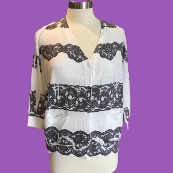LOVE COUTURE CARDIGAN WHITE OFF SIZE L - Picture 1 of 8